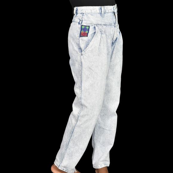 Vintage Stonewashed Jeans Blue Light Wash Denim Yoked Pleated Bareback Size 6 - Picture 4 of 16
